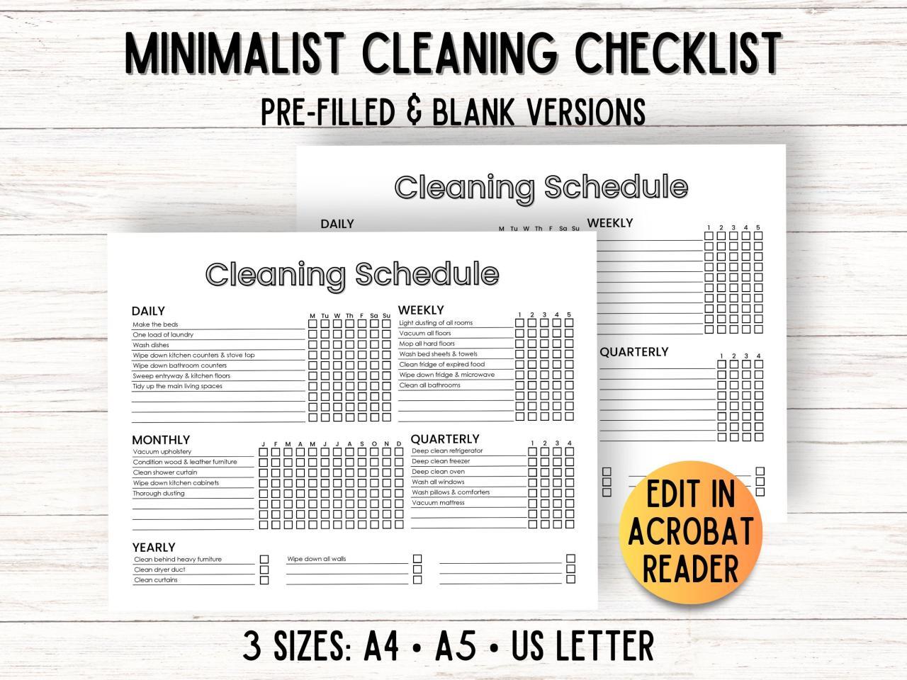 Minimalist Cleaning Schedule - Etsy Minimalist Cleaning Schedule - Etsy