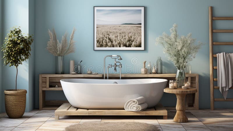 Modern Minimalist Bathroom Oasis with Luxurious Bathtub Retreat ...